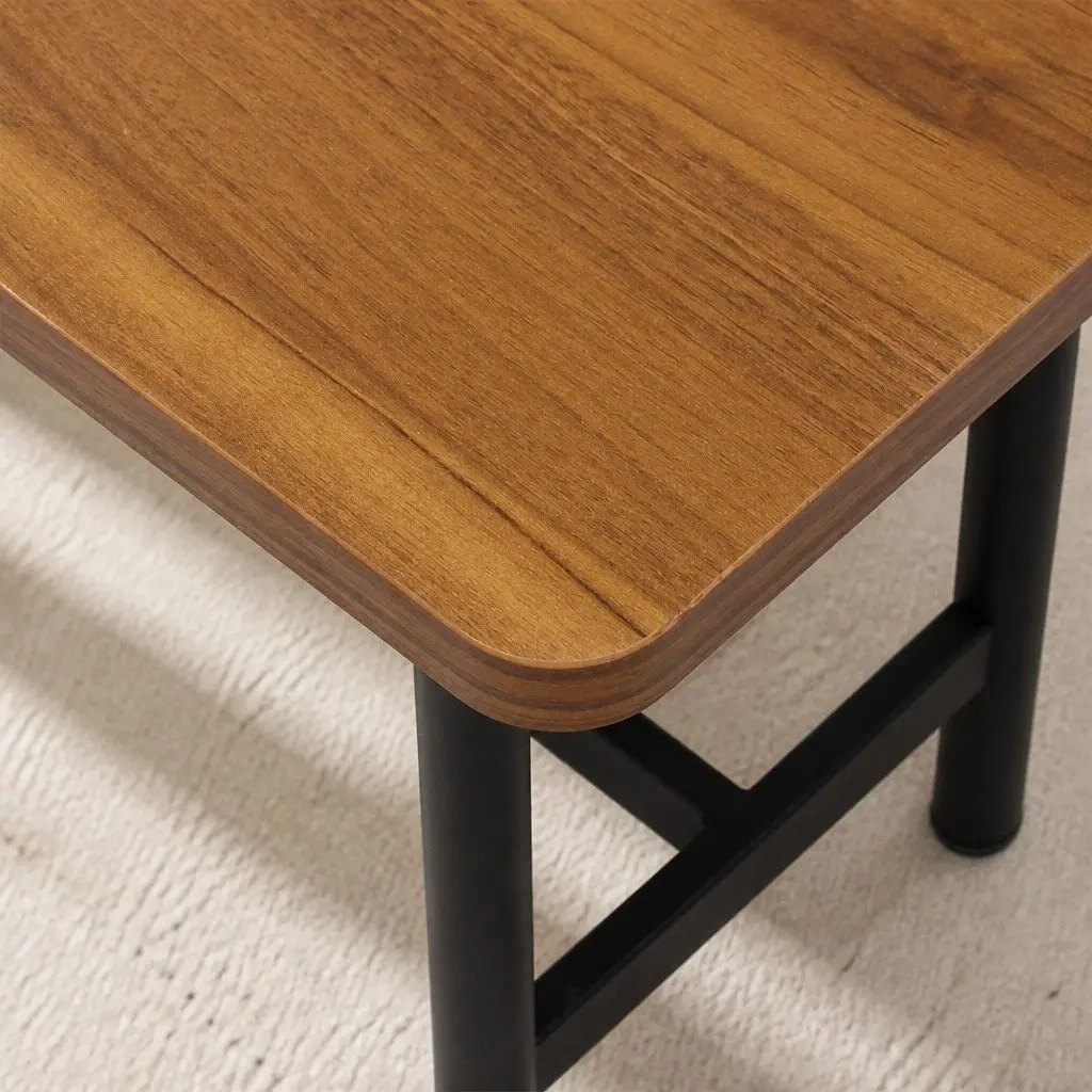 Dining Bench MDF Top Steel Frame 140cm Brown 2-3 Seater Home Furniture