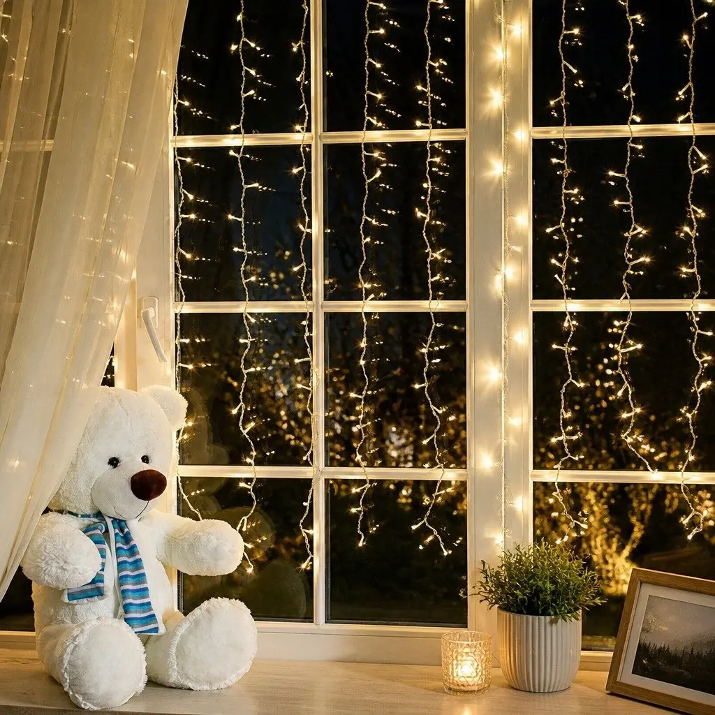 Curtain String Lights LED 300 Cool White Waterproof Indoor Outdoor