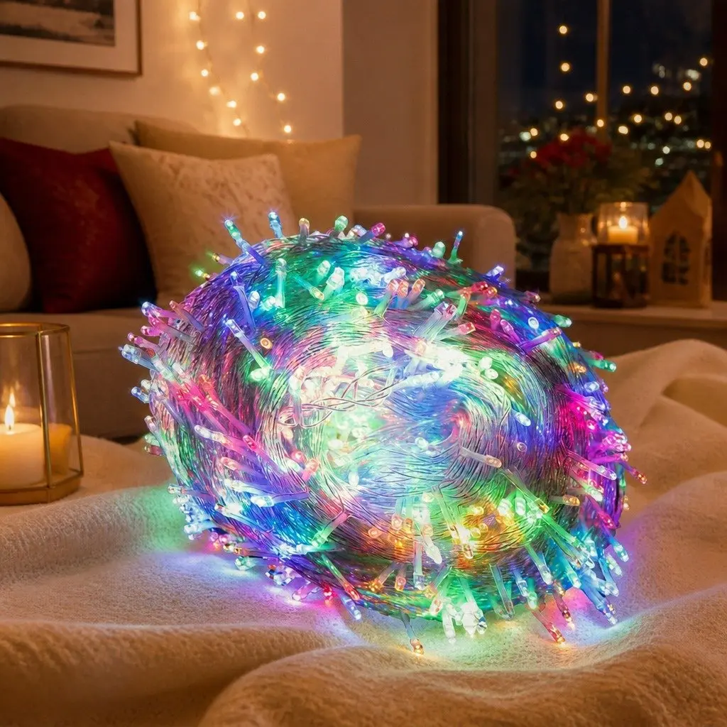 LED Curtain String Lights Waterproof PVC 300 Multi Colour Indoor Outdoor