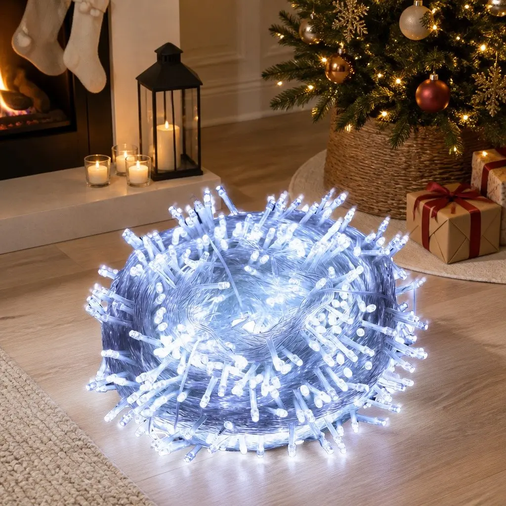 LED Curtain String Lights Cool White 500 Count Waterproof Indoor Outdoor 8 Lighting Modes