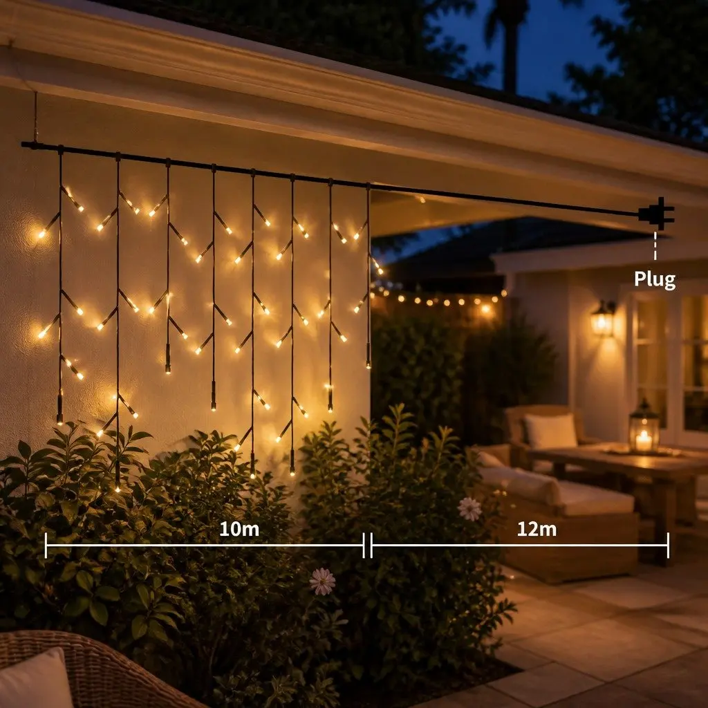 LED Curtain String Lights Cool White 500 Count Waterproof Indoor Outdoor 8 Lighting Modes