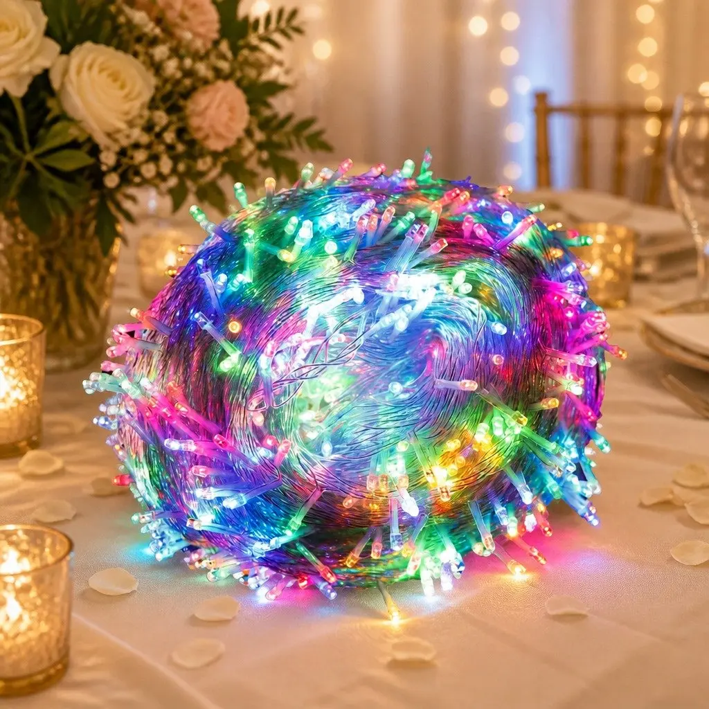 Curtain String Lights LED Multi Colour Waterproof PVC 500 Count