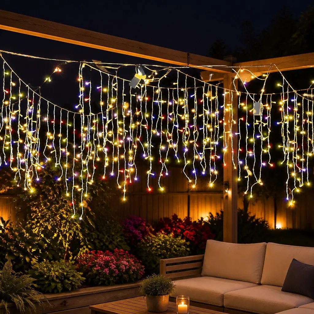 Curtain String Lights LED Multi Colour Waterproof PVC 500 Count