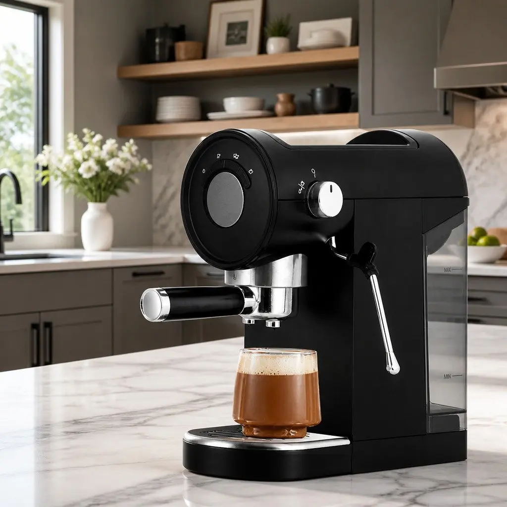 Espresso Coffee Machine 20 Bar Metal Instant Heat Milk Frother Mug Warmer Black