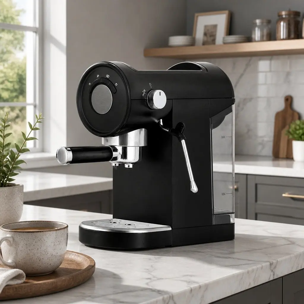 Espresso Coffee Machine 20 Bar Metal Instant Heat Milk Frother Mug Warmer Black