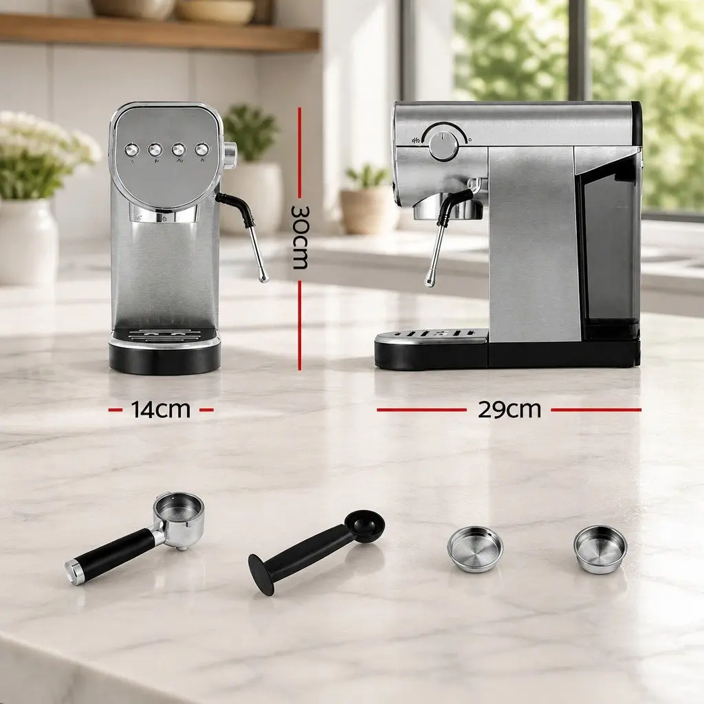 Espresso Coffee Machine 20 Bar Metal Silver