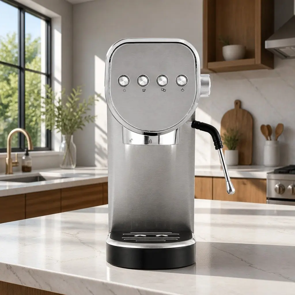 Espresso Coffee Machine 20 Bar Metal Silver