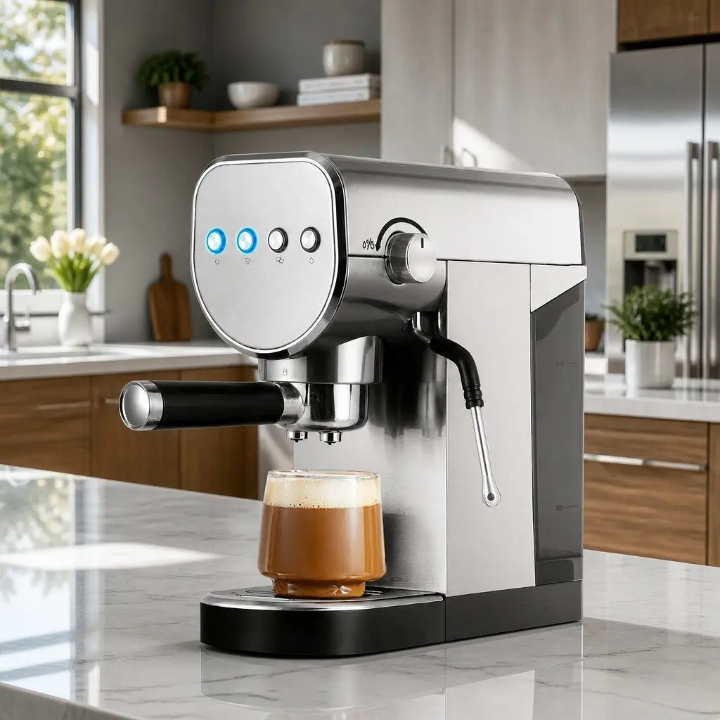 Espresso Coffee Machine 20 Bar Metal Silver
