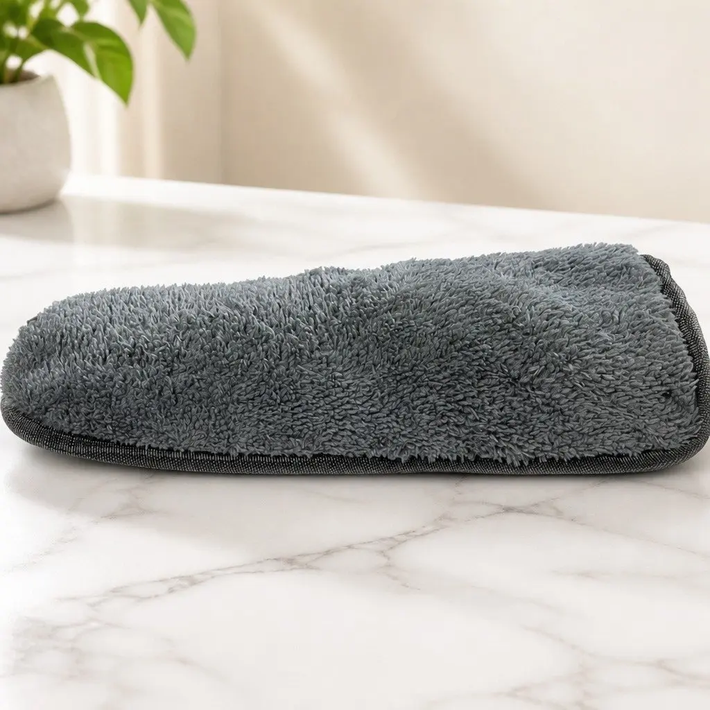 Cleaning Mop Microfibre 360° Rotatable Triangle Head 130cm x 27cm White Navy Blue with 5 Detachable Cloth Pads