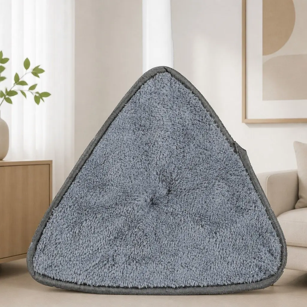Cleaning Mop Microfibre 360° Rotatable Triangle Head 130cm x 27cm White Navy Blue with 5 Detachable Cloth Pads