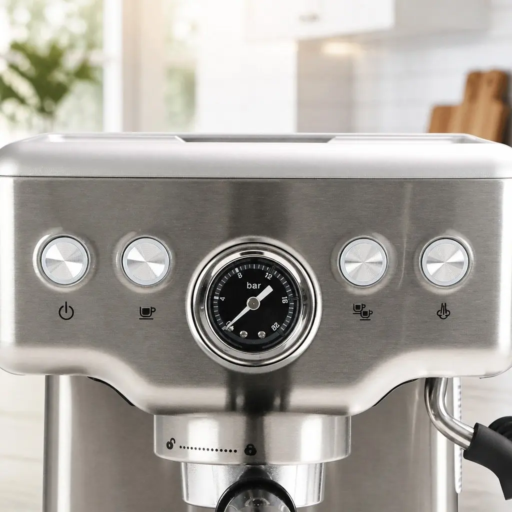 Espresso Coffee Machine Stainless Steel 20 Bar Silver with Milk Frother and Steam Wand for Home Barista