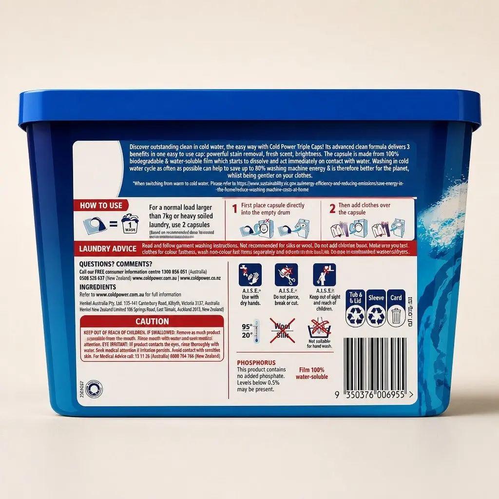 Laundry Detergent Capsules Pre-measured 52 Pack Odour Fighter Stain Removal
