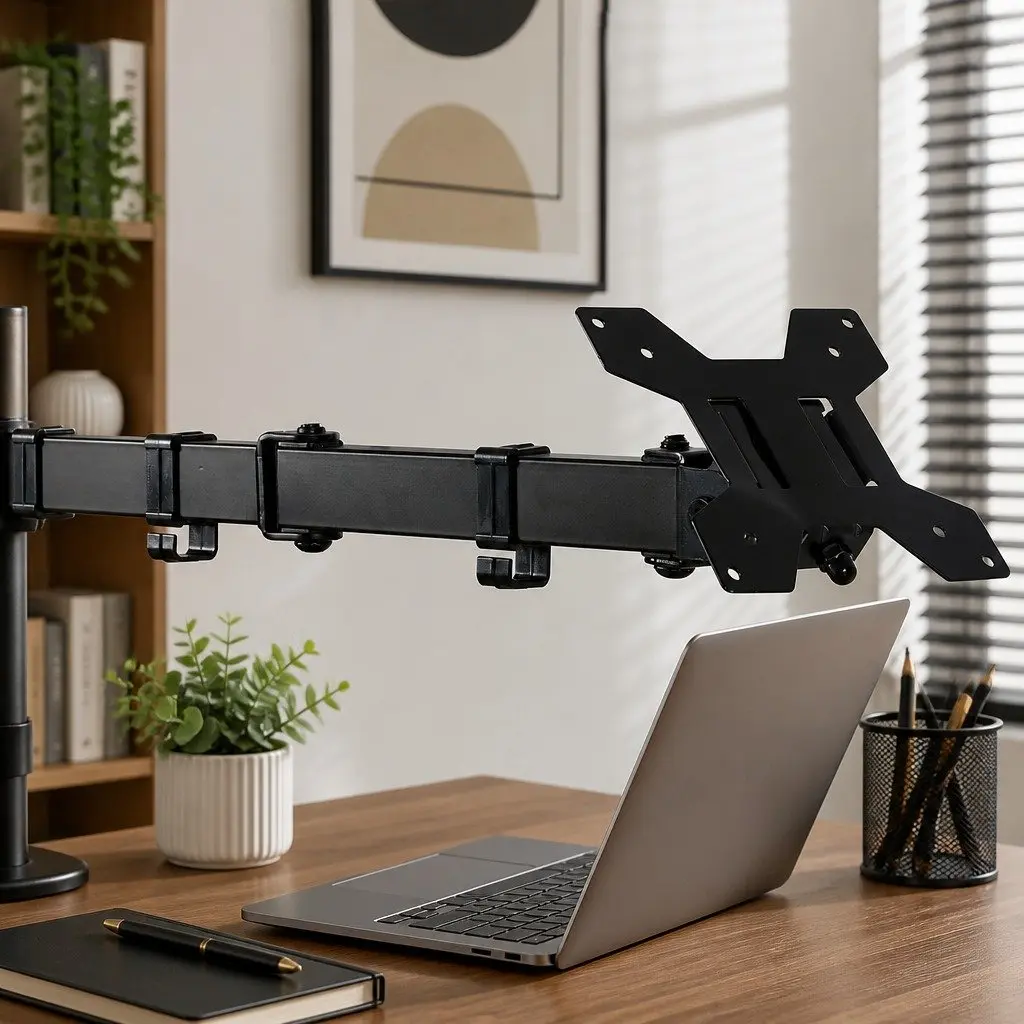 Monitor Stand Arm Desk Mount Dual Arm Adjustable Height Black