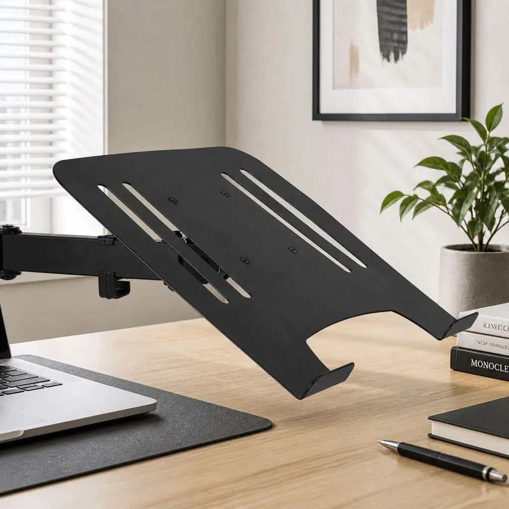 Monitor Stand Arm Desk Mount Dual Arm Adjustable Height Black
