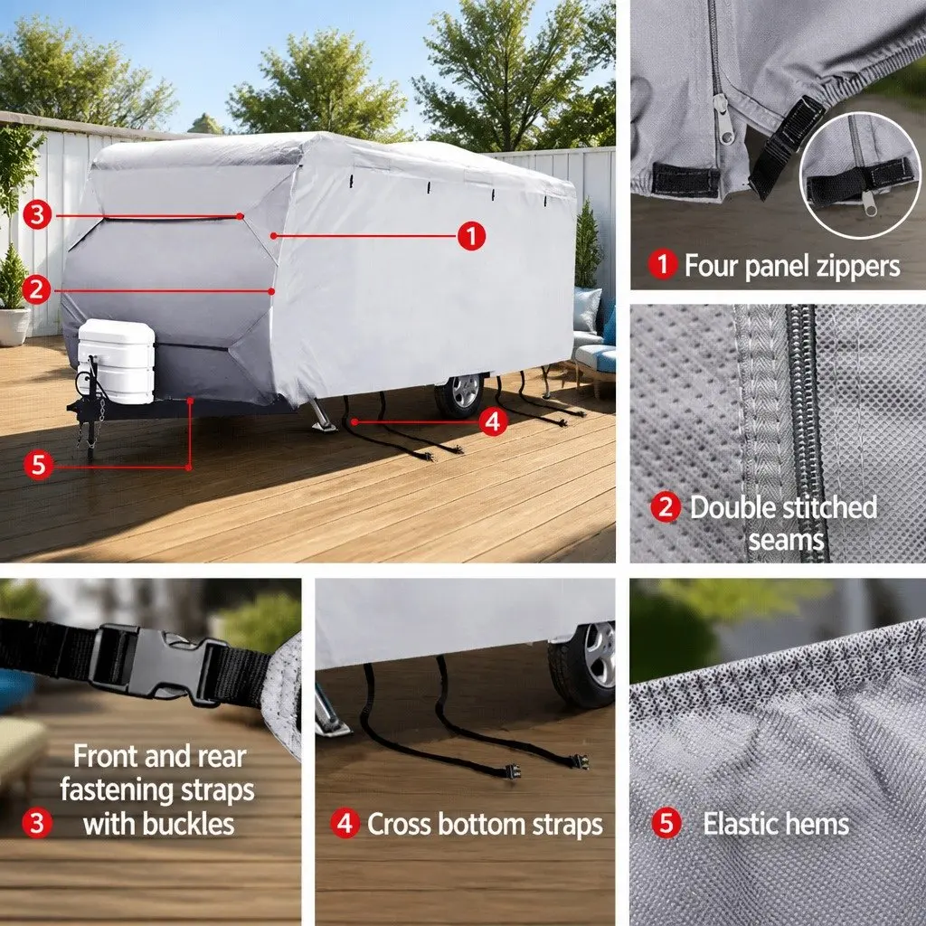 Caravan Cover 22-24ft 4 Layer Polypropylene Waterproof Grey