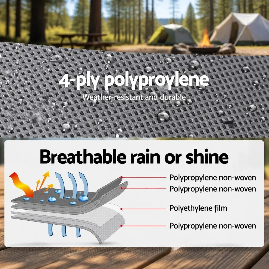 Caravan Cover 16-18ft 4 Layer Polypropylene Waterproof Grey