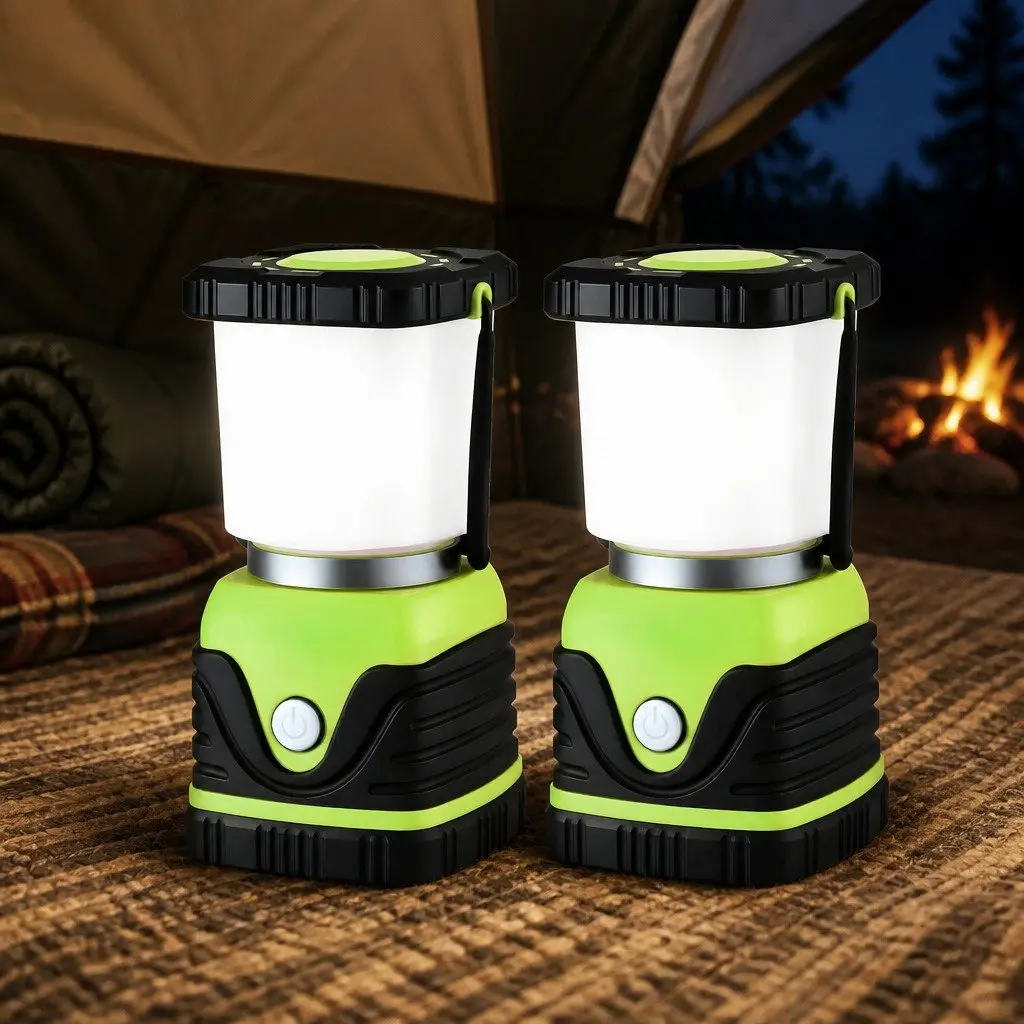 LED Camping Lantern PVC 1000LM Green 2-Pack