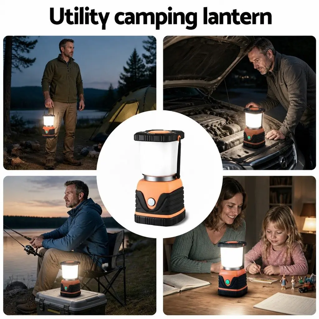 LED Camping Lanterns PVC 1000LM 360° Orange 2-Pack