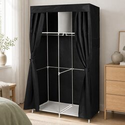 Portable Fabric Wardrobe Organizer Storage Closet 102cm with Metal Frame Side