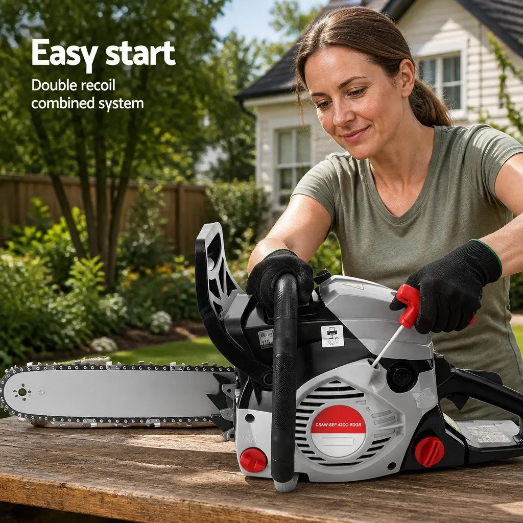 42CC Petrol Chainsaw Steel 16 Inch Red Grey