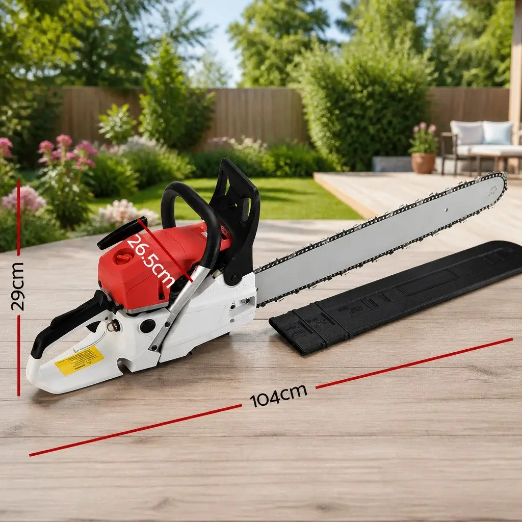Petrol Chainsaw 62cc 24 Inch Bar 2 Stroke Red White