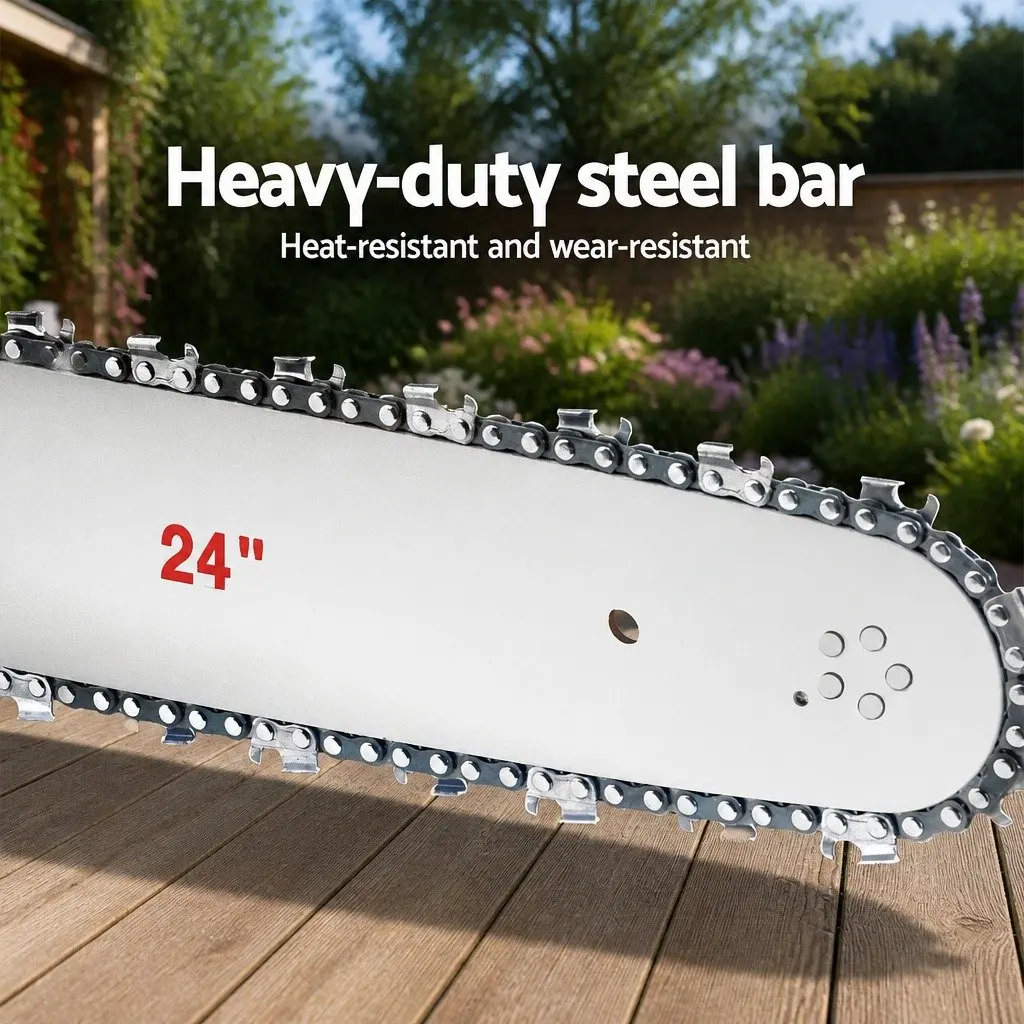Petrol Chainsaw 62cc 24 Inch Bar 2 Stroke Red White
