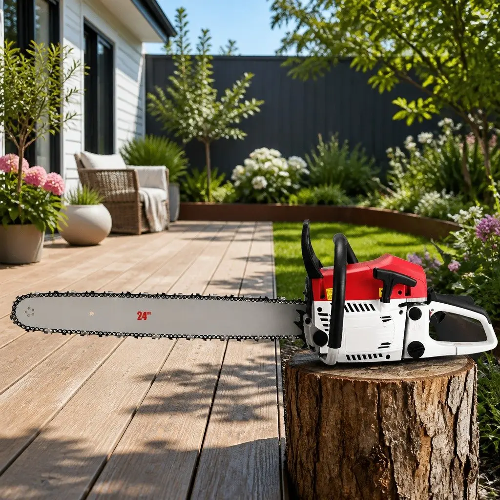 Petrol Chainsaw 62cc 24 Inch Bar 2 Stroke Red White