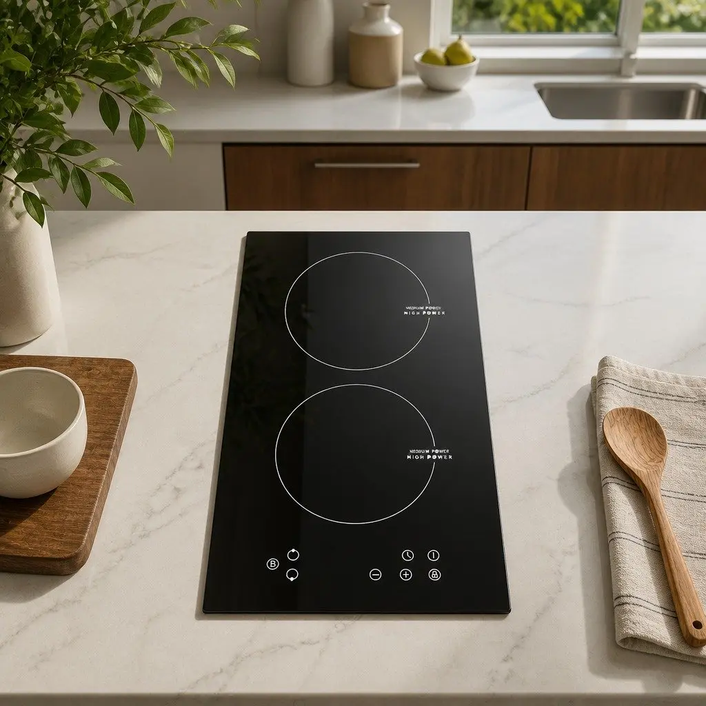 Induction Cooktop 30cm Black Glass 2 Cooking Zones Electric Stove Touch Control