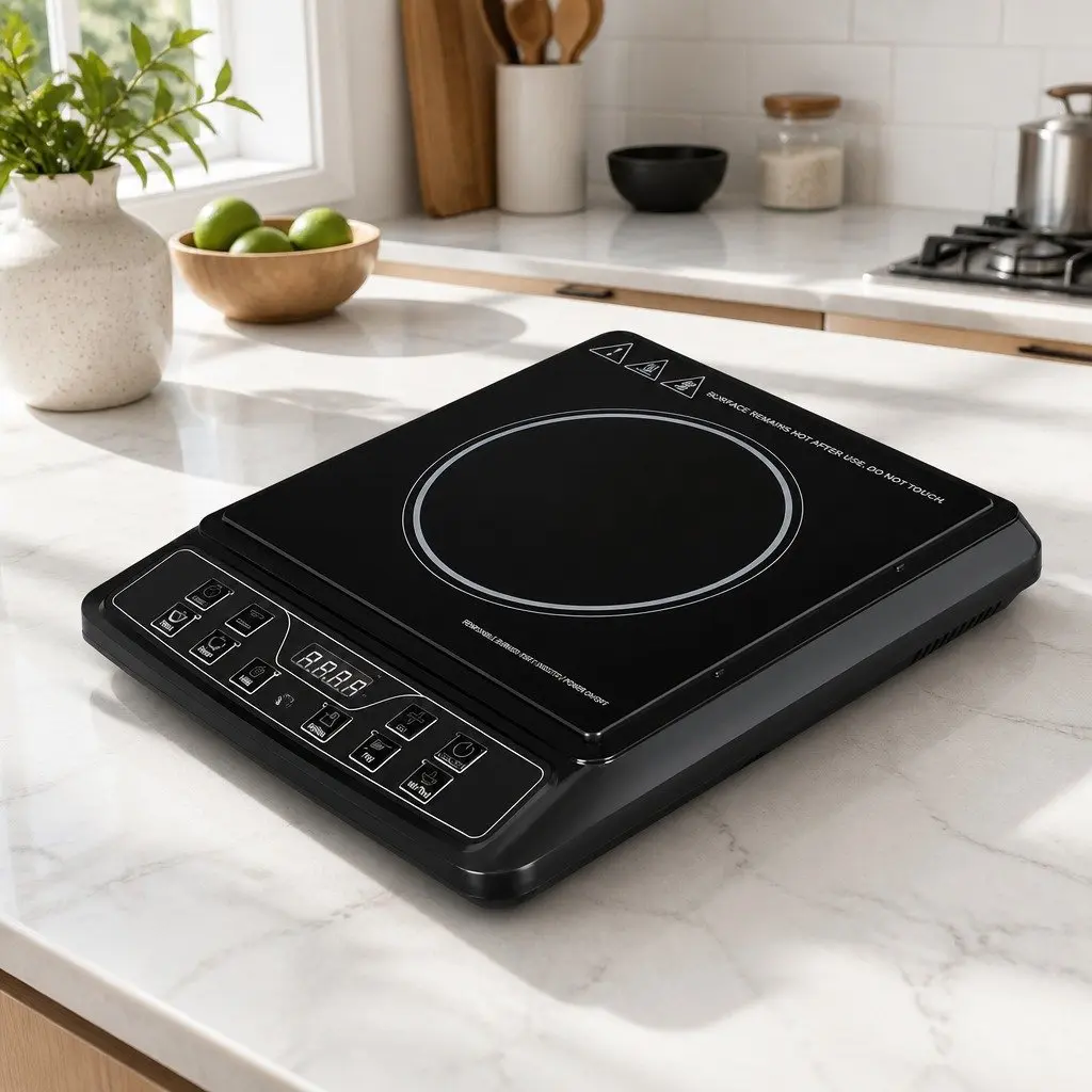 Induction Cooktop Single Burner Black Ceramic Glass 30cm Portable Electric Cooker 2000W