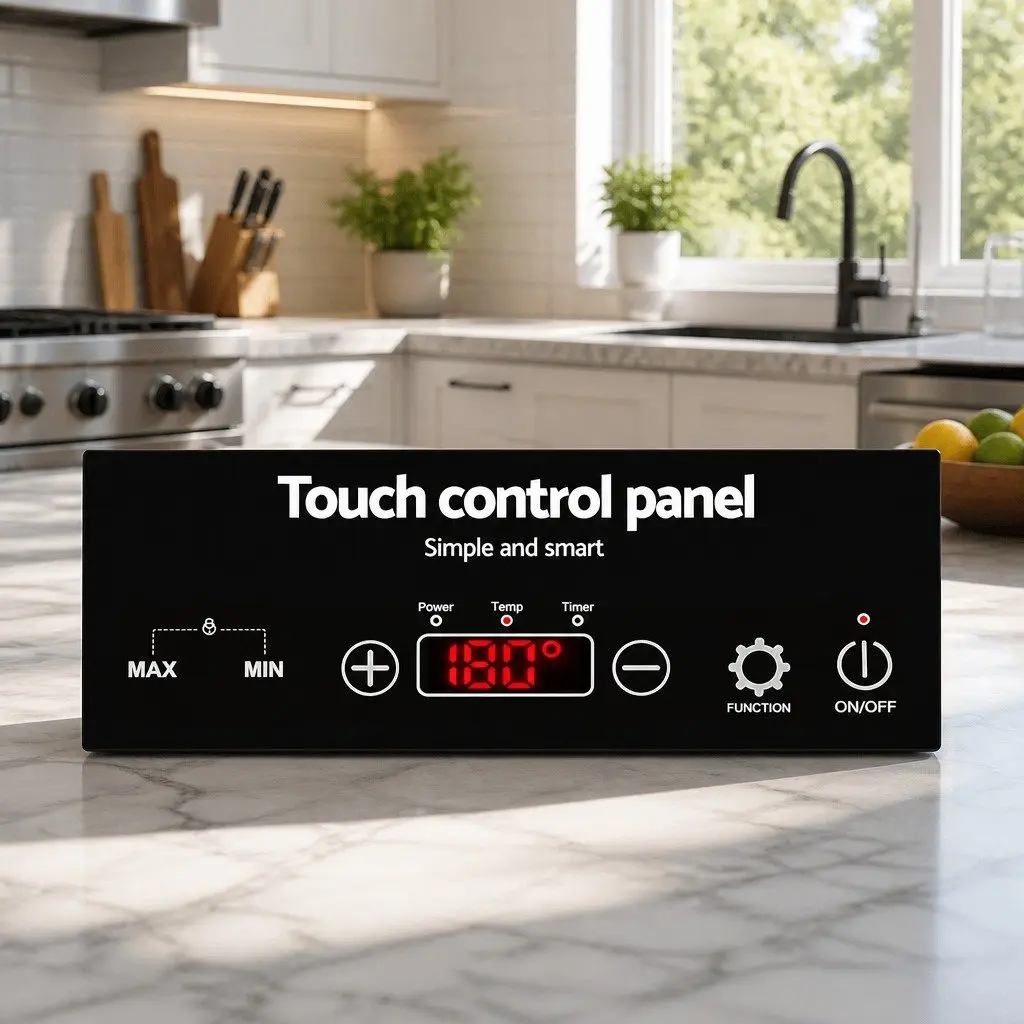 Portable Induction Cooktop Black Ceramic Glass 60cm 2 Cooking Zones Touch Control
