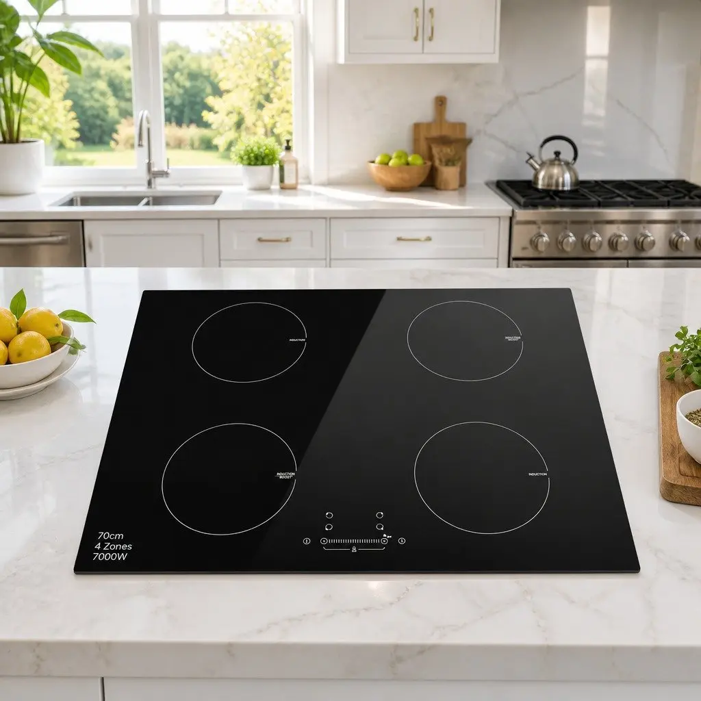 Electric Induction Cooktop 70cm 4 Zones Black Ceramic Glass Stove Hot Plate