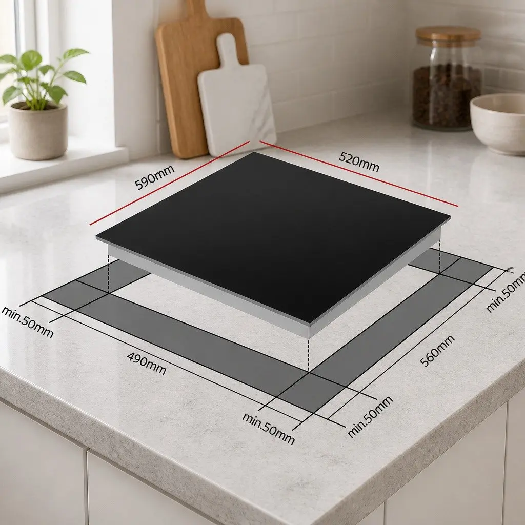 Induction Cooktop 60cm Ceramic Glass 4 Zone Electric Cooker Black Touch Control