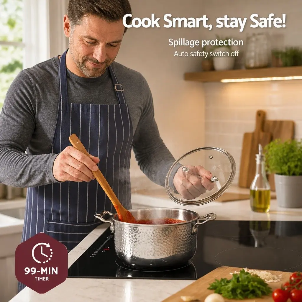 Induction Cooktop 60cm Ceramic Glass 4 Zone Electric Cooker Black Touch Control