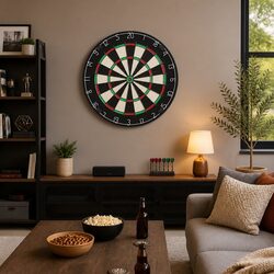 18 Inch Dartboard with 6 Steel Darts Party Game Rotating Score Ring Black