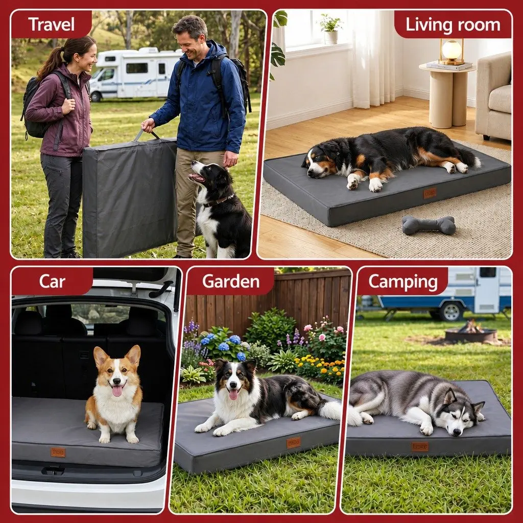 Orthopedic Dog Bed Grey Egg Crate Foam Water-resistant XL 111x81cm