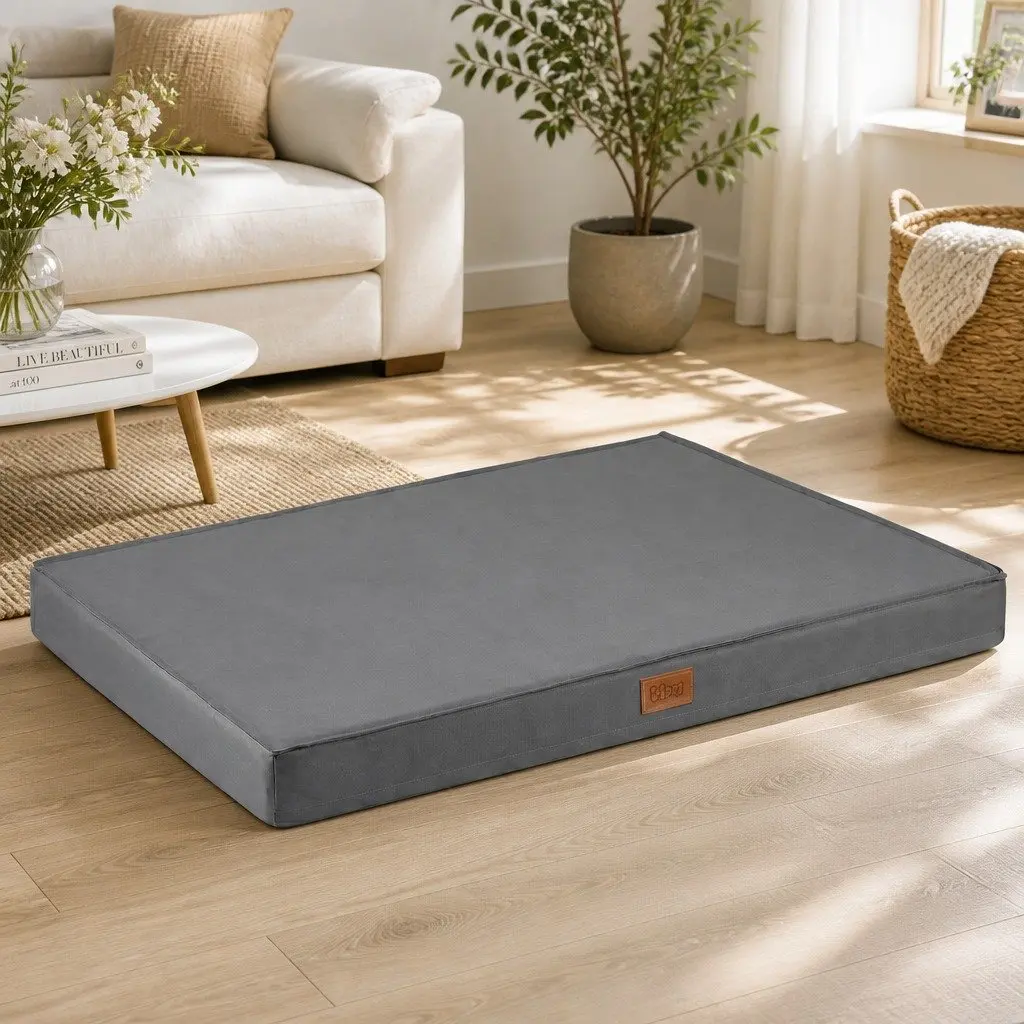 Orthopedic Dog Bed Grey Egg Crate Foam Water-resistant XL 111x81cm