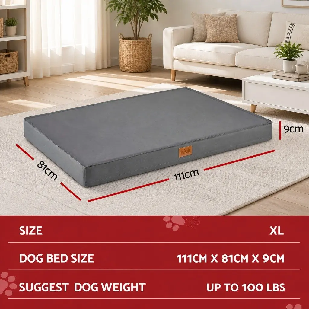 Orthopedic Dog Bed Grey Egg Crate Foam Water-resistant XL 111x81cm