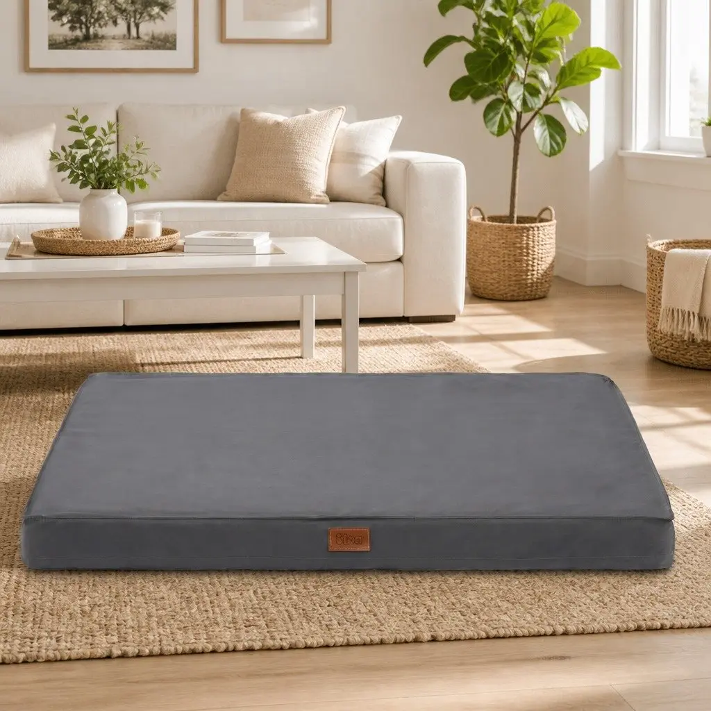 Orthopedic Dog Bed Grey Egg Crate Foam Water-resistant XL 111x81cm