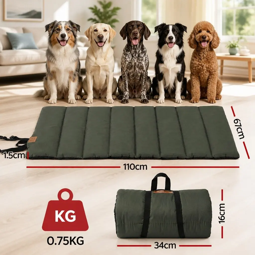 Outdoor Dog Bed Water-Resistant Oxford Fabric Large Green Black