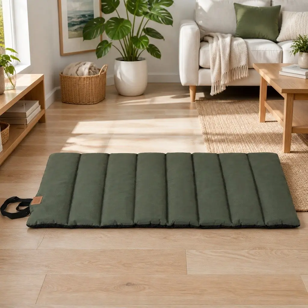 Outdoor Dog Bed Water-Resistant Oxford Fabric Large Green Black