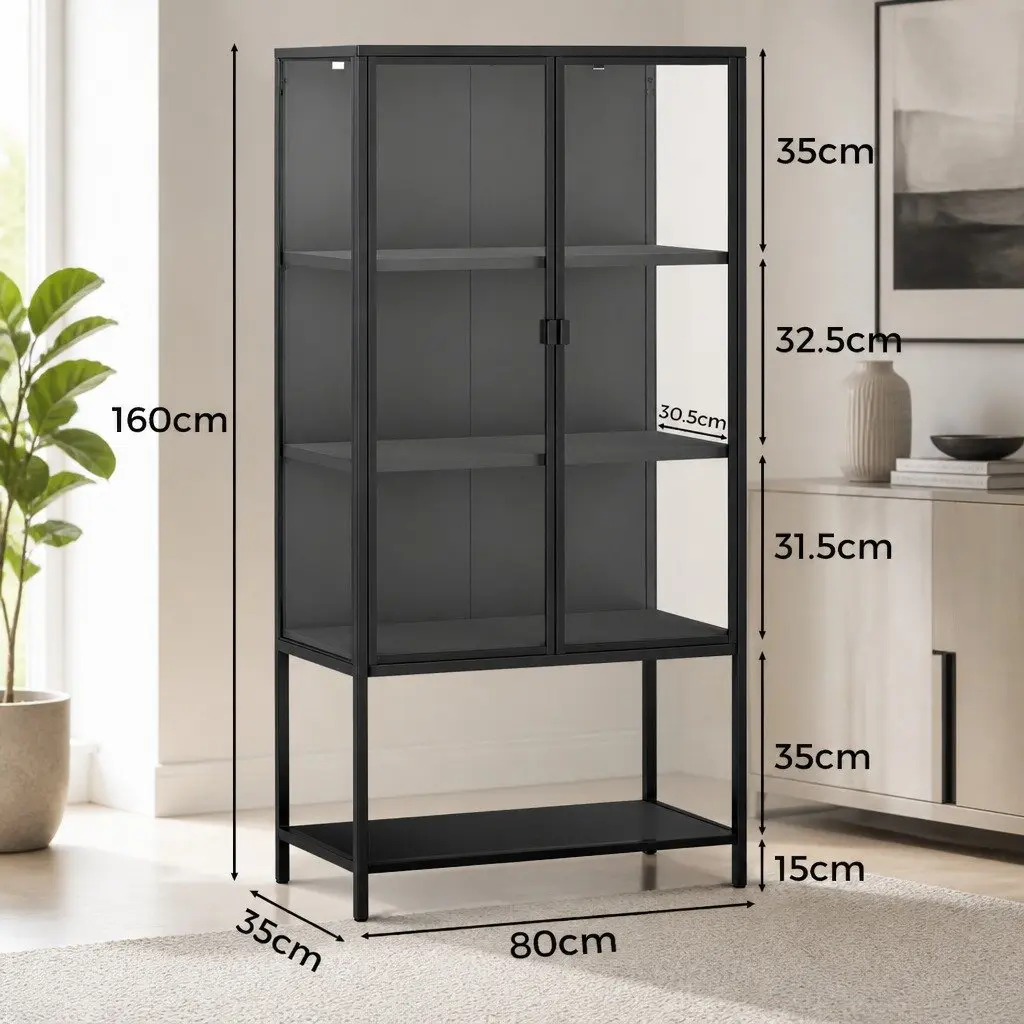 4-Tier Glass Cabinet for Home or Office Use