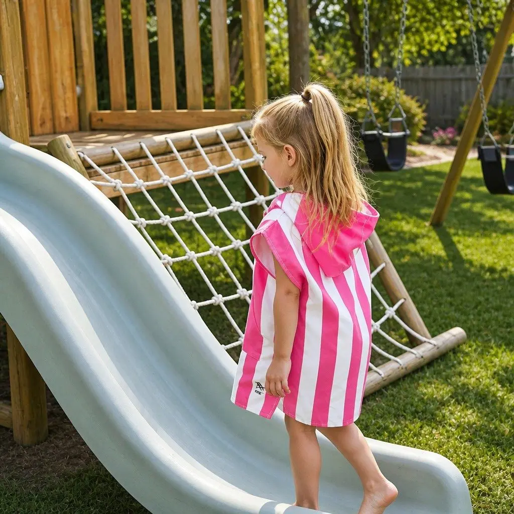 Kids Quick Dry Beach Cover Poncho Towel XS Phi Phi Pink 2-4 Years