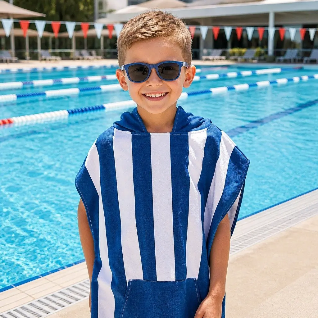 Kids Hooded Poncho Towel Quick Dry XS Whitsunday Blue