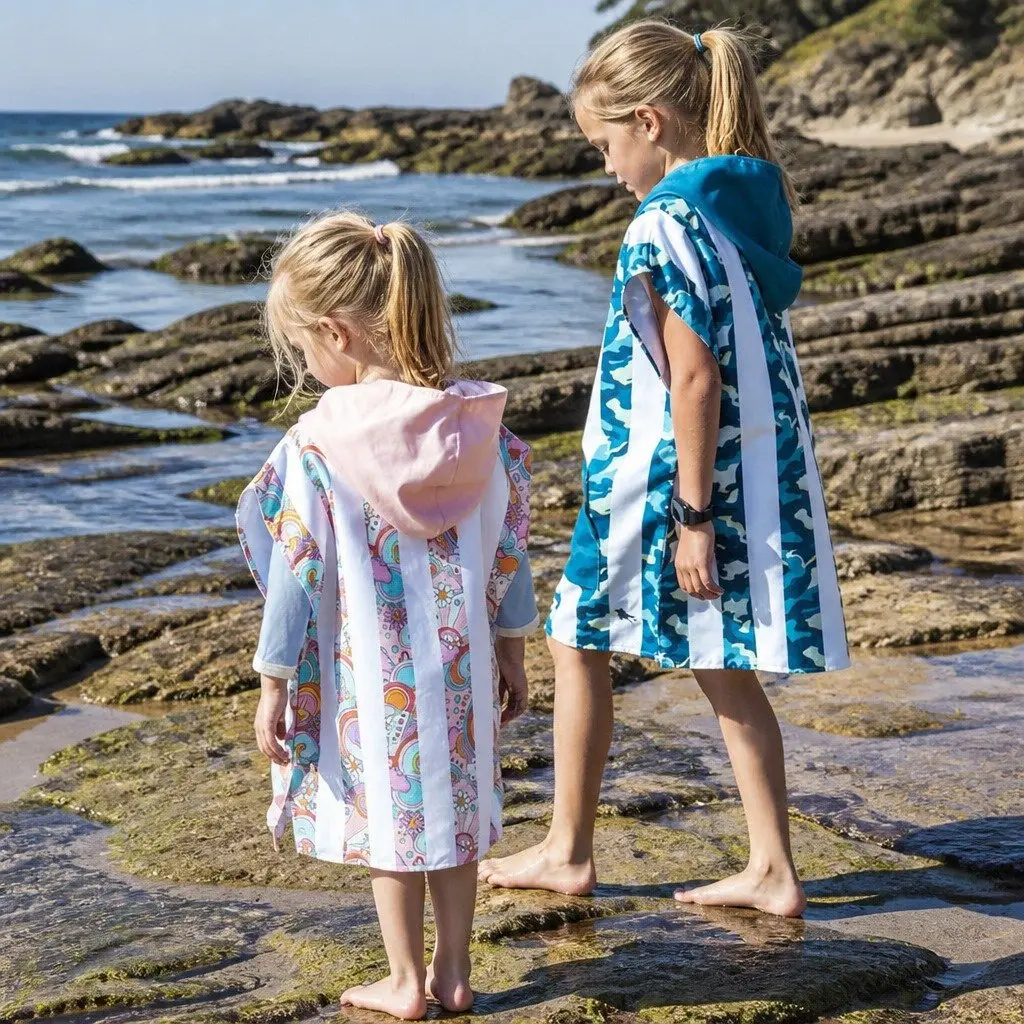 Hooded Poncho Towel Quick Dry Compact XS 56 x 42 cm Cool Camo