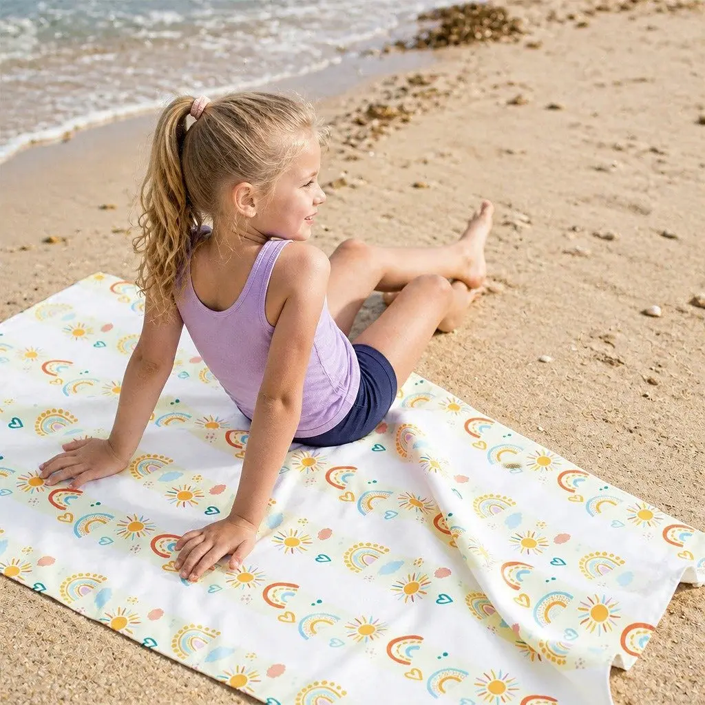 Kids Beach Towel Quick Dry Compact Lightweight Sand Free Rainbow Road Child Size