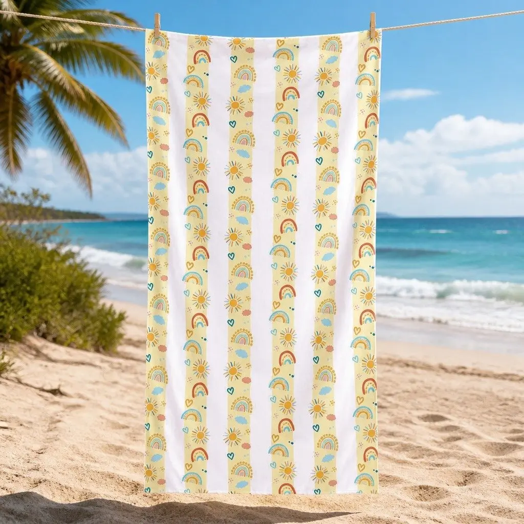 Kids Beach Towel Quick Dry Compact Lightweight Sand Free Rainbow Road Child Size