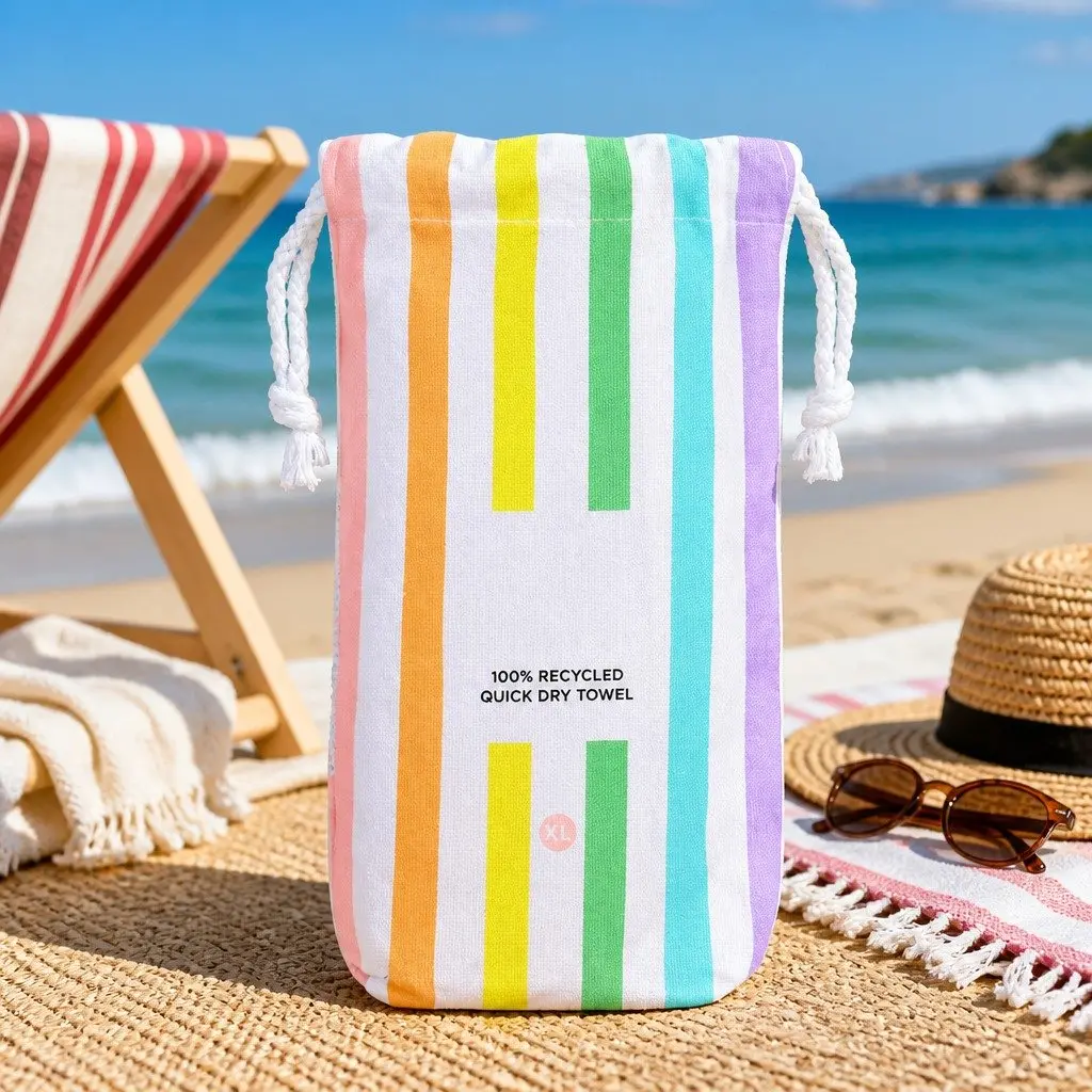 Beach Towel XL Quick Dry Polyester Polyamide Striped Unicorn Waves