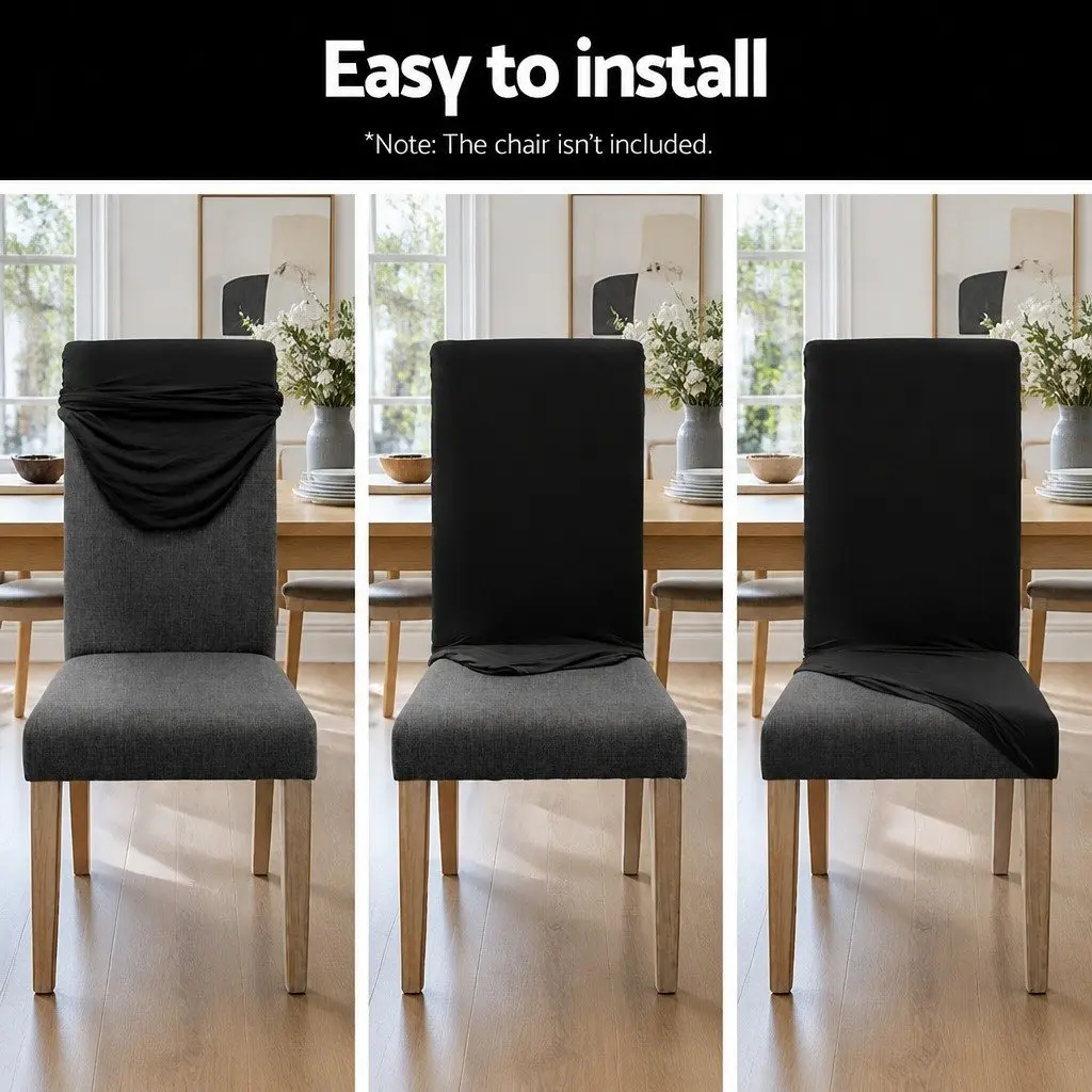 Dining Chair Covers Spandex Stretch Black 4 Pack