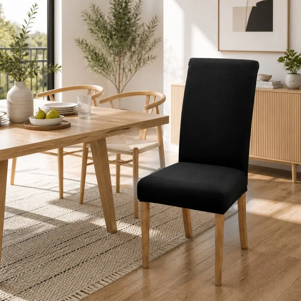 Dining Chair Covers Spandex Stretch Black 4 Pack