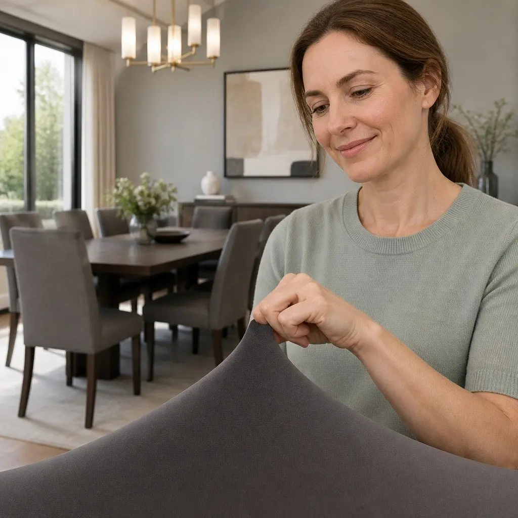 Dining Chair Slipcovers Set of 4 Grey Stretchable Removable Spandex for Standard Size Dining Room Chairs